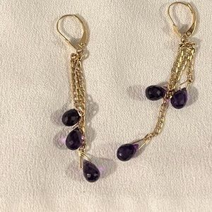 Amethyst earrings vintage 14 karat gold